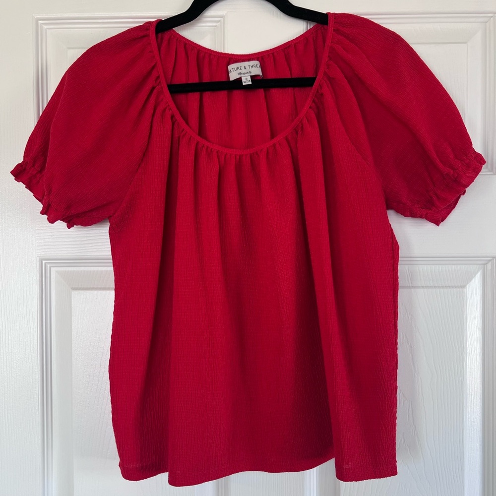 Madewell textured red top, size M
